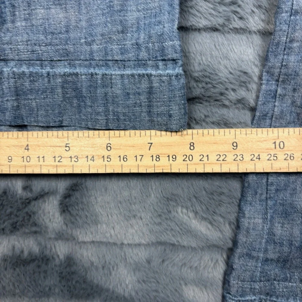 Banana Republic Martin Fit Blue Chambray Linen Blend Wide Leg Pants 0